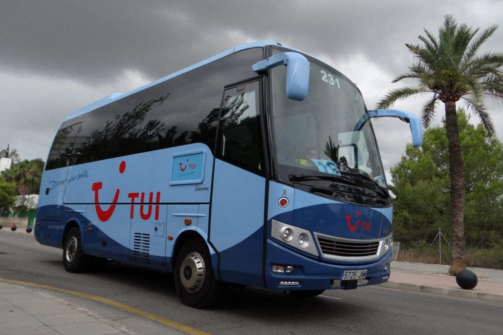 A TUI branded bus