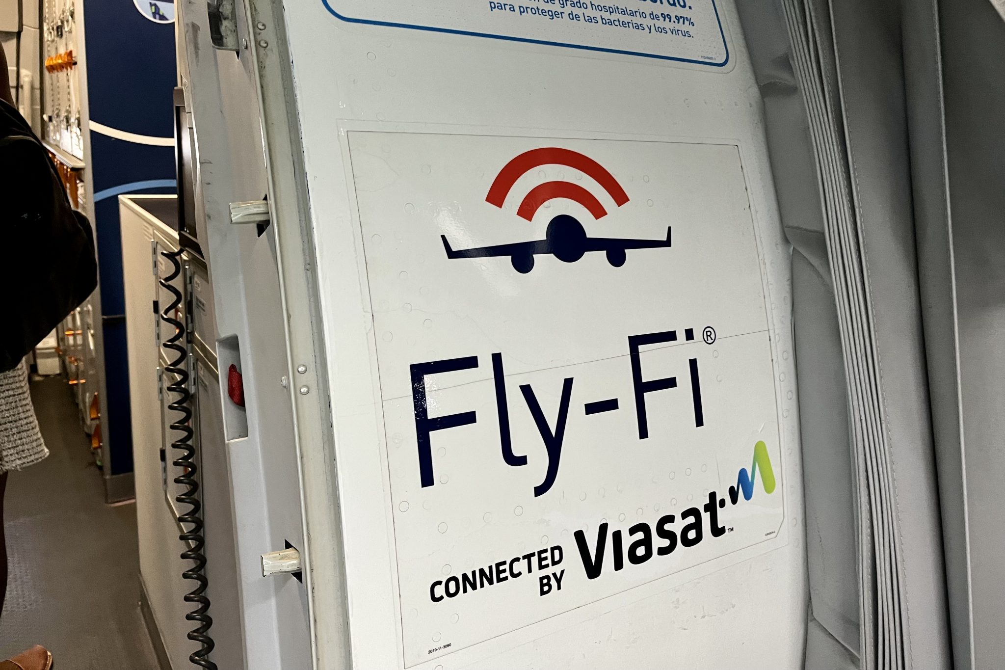 Exterior of a JetBlue plane advertising in-flight Wi-Fi
