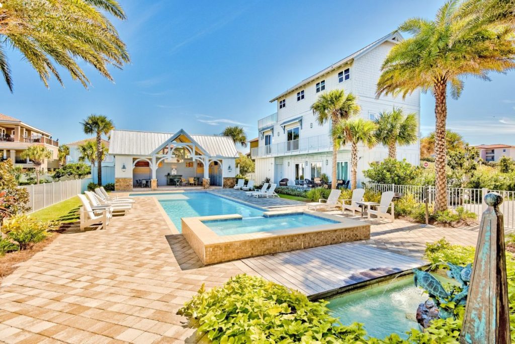 A vacation rental with some pools.