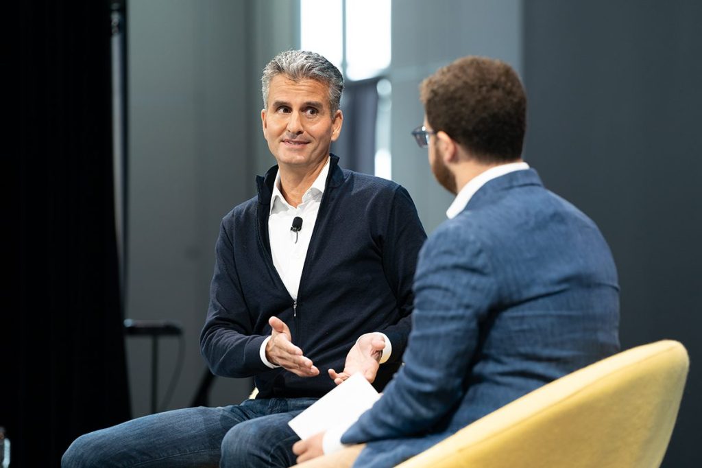 Disney Parks, Experiences and Products Chairman Josh D'Amaro on stage at Skift Global Forum.