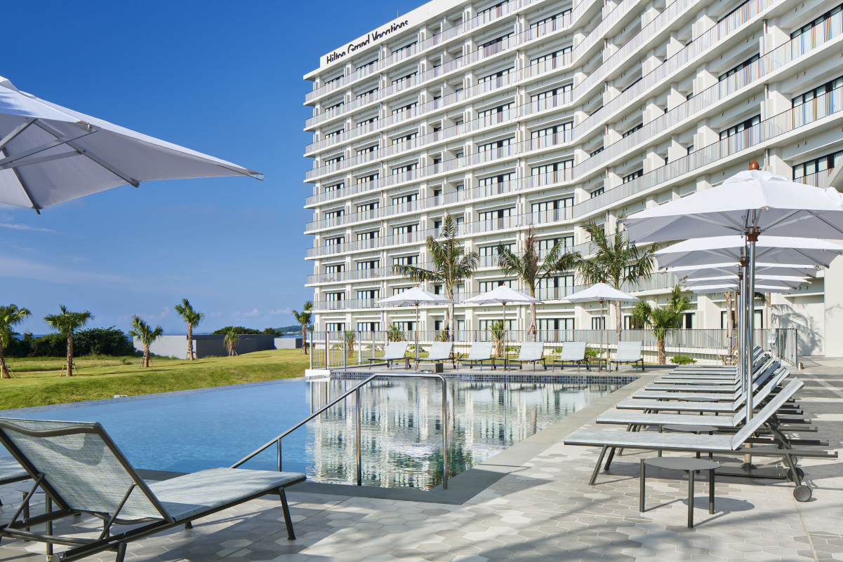 Hilton_Grand_Vacations_Exterior_Pool Hilton Club The Beach Resort Sesoko source hilton grand vacations