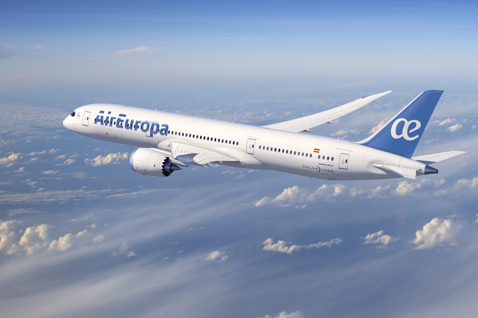 An Air Europa Boeing 787 Dreamliner in flight.