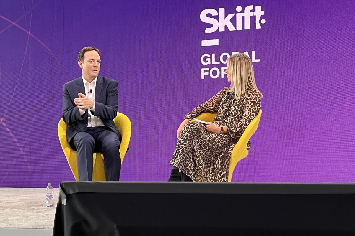Spencer Rascoff, 75 & Sunny Ventures Co-Founder and Sarah Kopit, Skift Editor-in-Chief.