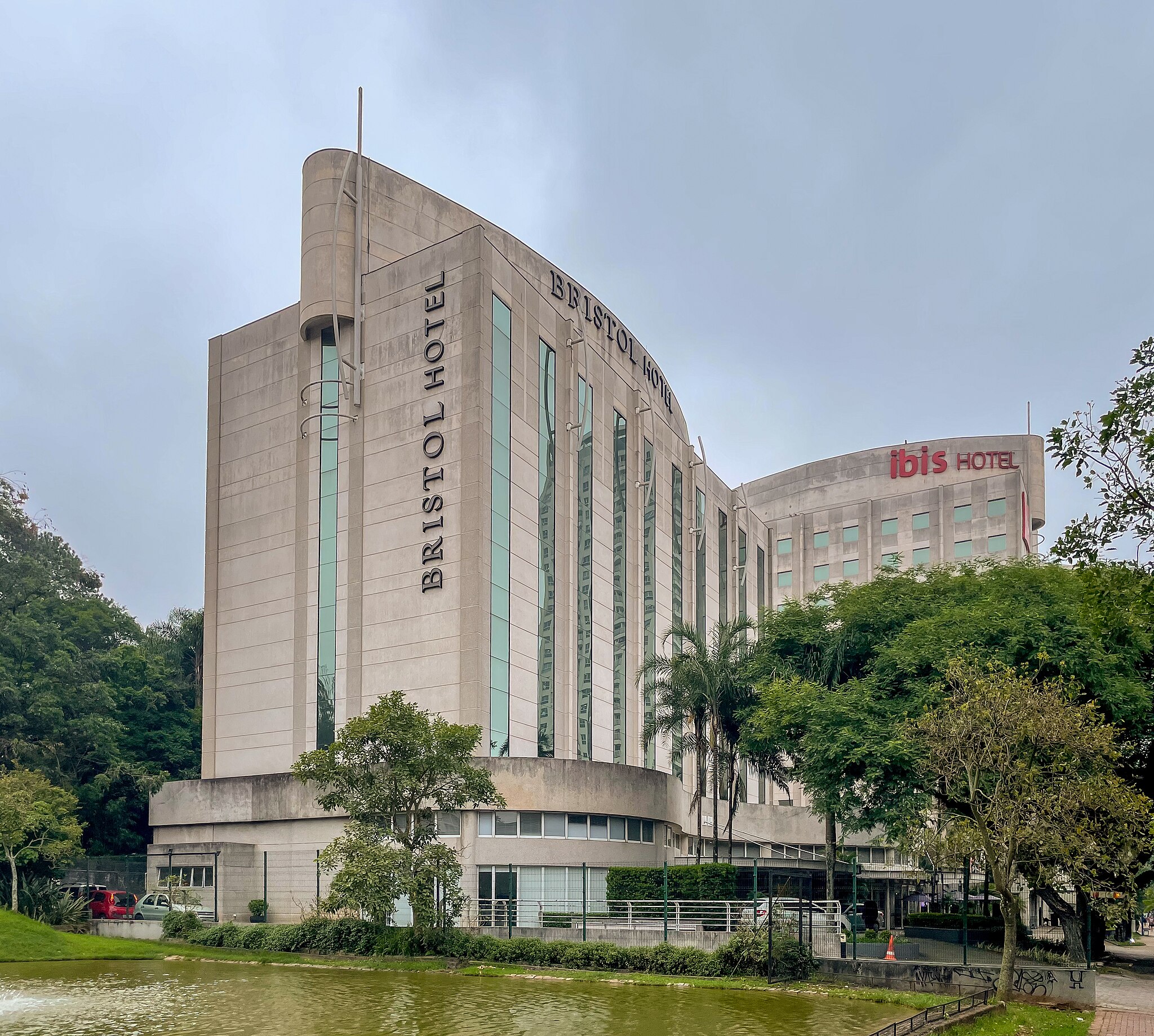 The exterior of two large hotels in Sao Paulo, Brazil.