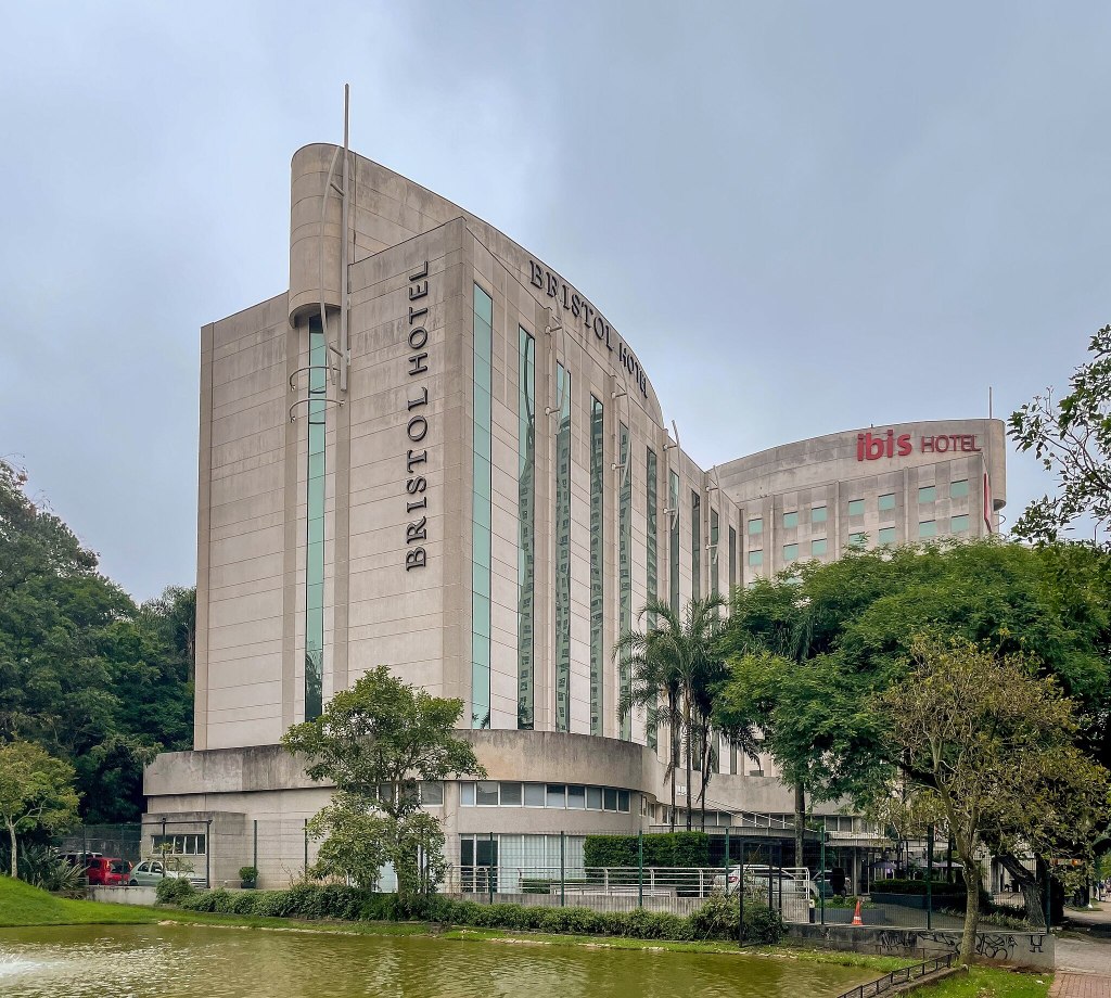 The exterior of two large hotels in Sao Paulo, Brazil.