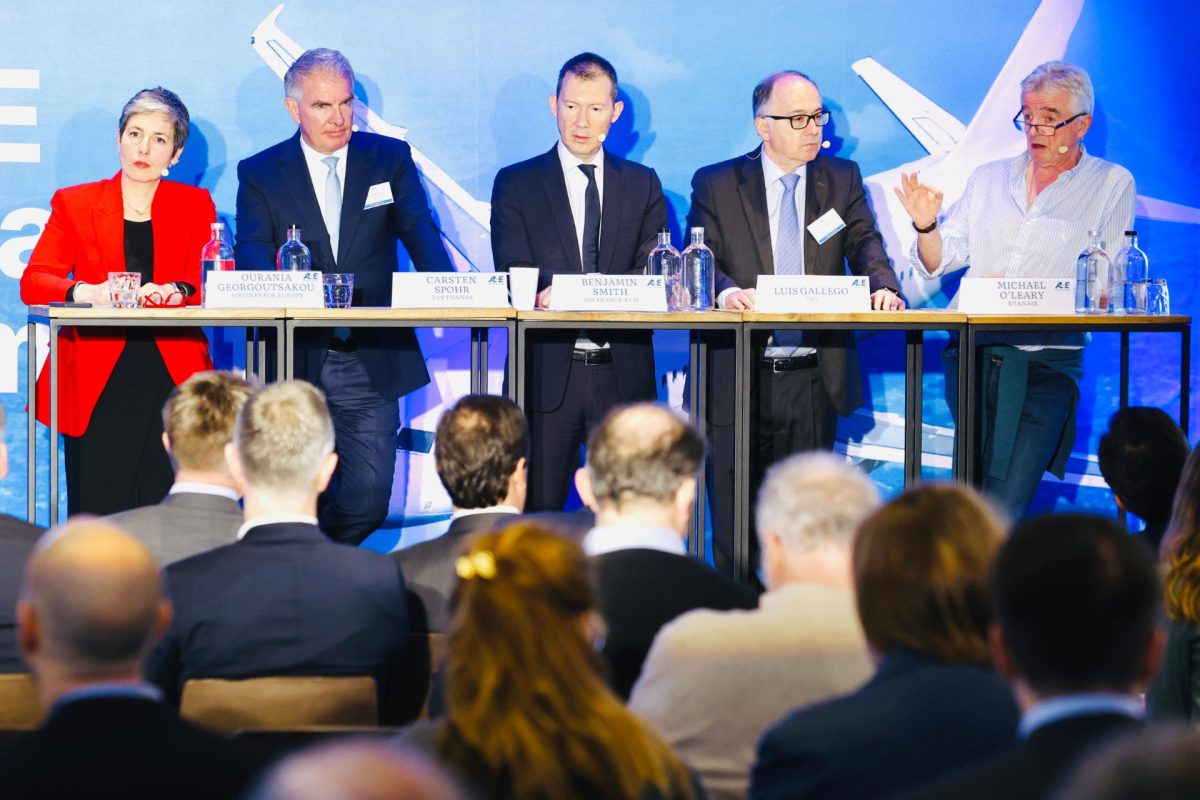 Airline leaders are pictured at the Airlines for Europe summit in Brussels on March 27, 2025.