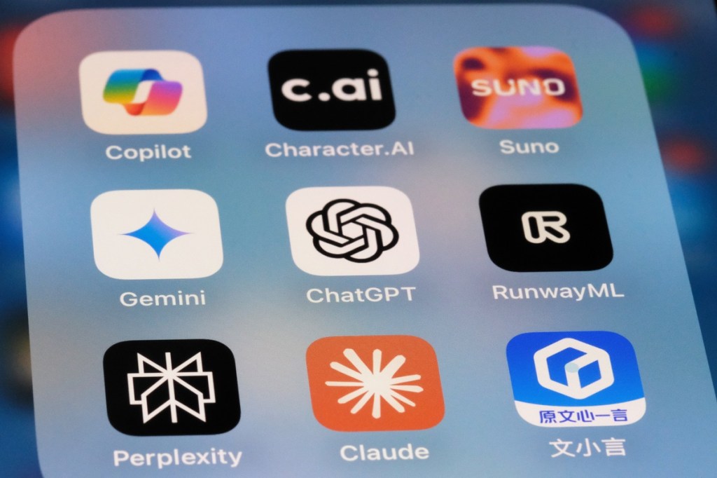 An iPhone screen with multiple artificial intelligence apps.