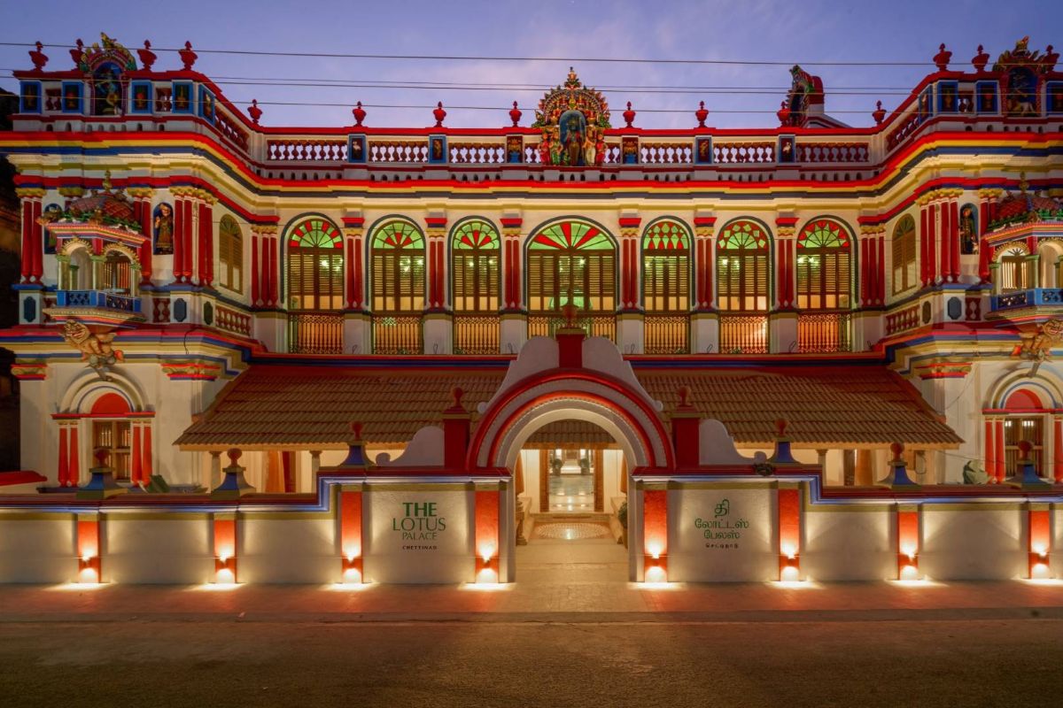 Exterior view of The Lotus Palace Chettinad property.