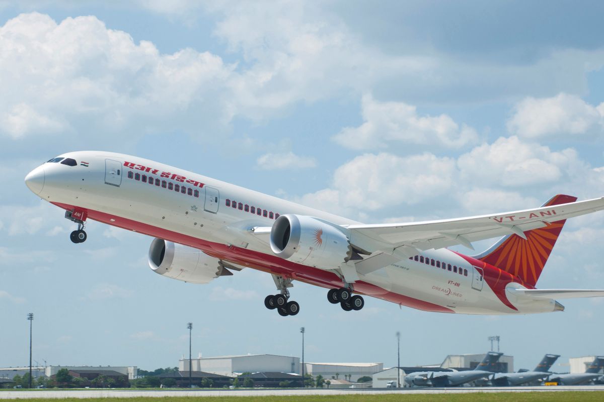 An Air India Boeing 787 taking off.
