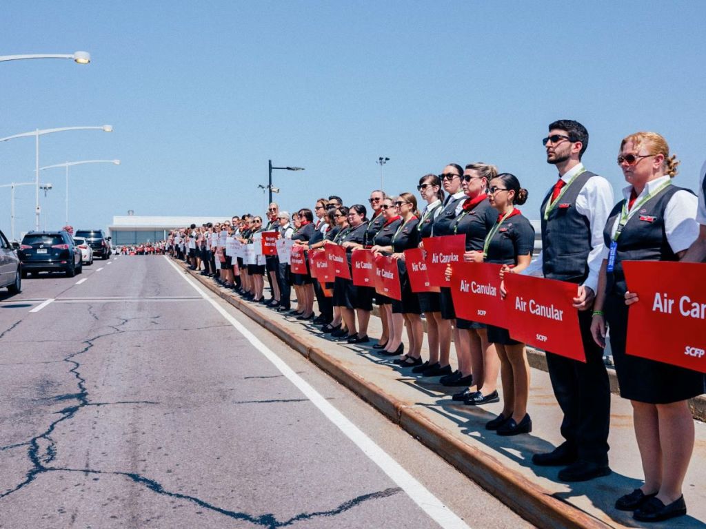 Air Canada flight attendants during August 11's "Day of Action."