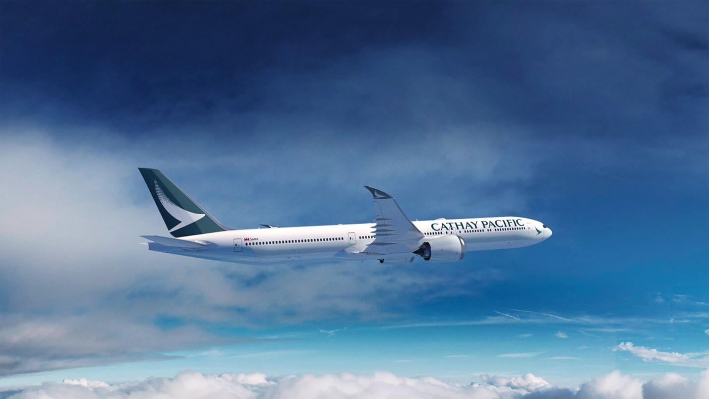 A digital rendering of the new Cathay Pacific Boeing 777X