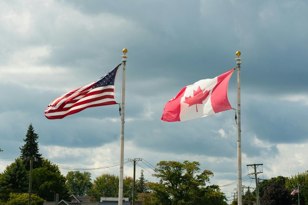 Canada and U.S. Flags