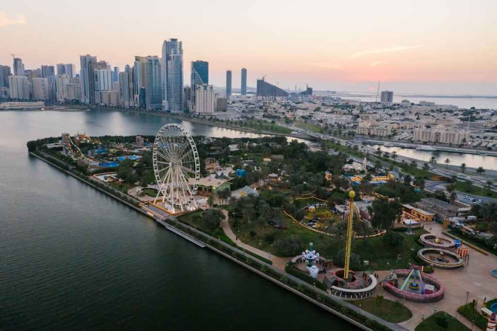 Al Montazah Parks on Sea Coast in Sharjah, United Arab Emirates.