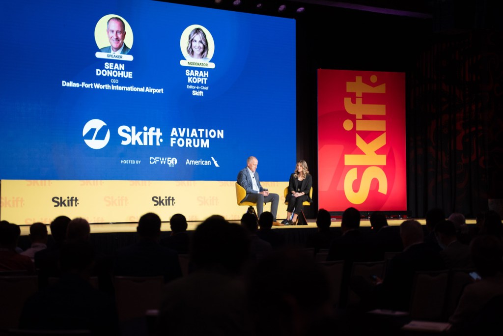 Sean Donohue, CEO of DFW International Airport, in conversation with Sarah Kopit, Skift Editor-in-Chief at Skift Aviation Forum