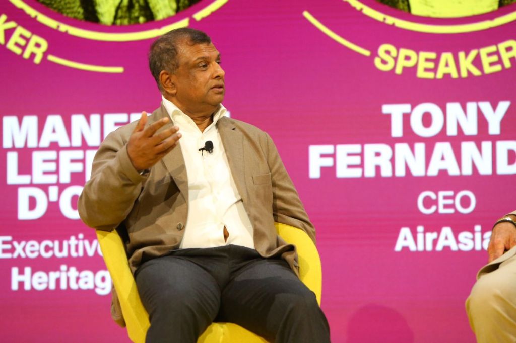 AirAsia's Tony Fernandes speaking at the Skift Global Forum 2025.