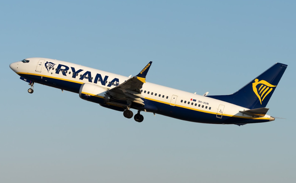 A Ryanair Boeing 737 Max 8-200 aircraft.