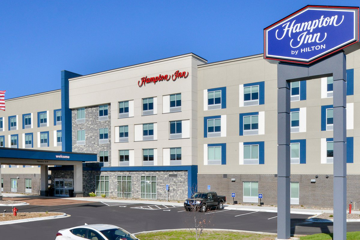 Image of the exterior view of Hampton Inn, Lakeville, Minneapolis, a hotel.