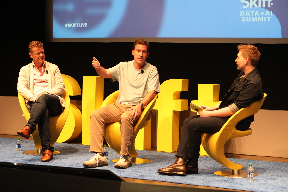 Gilad Berenstein, Founder of Brook Bay Capital and Shane O'Flaherty, Global Director for Travel, Transportation, and Hospitality at Microsoft in conversation with Justin Dawes at Skift Data + AI Summit