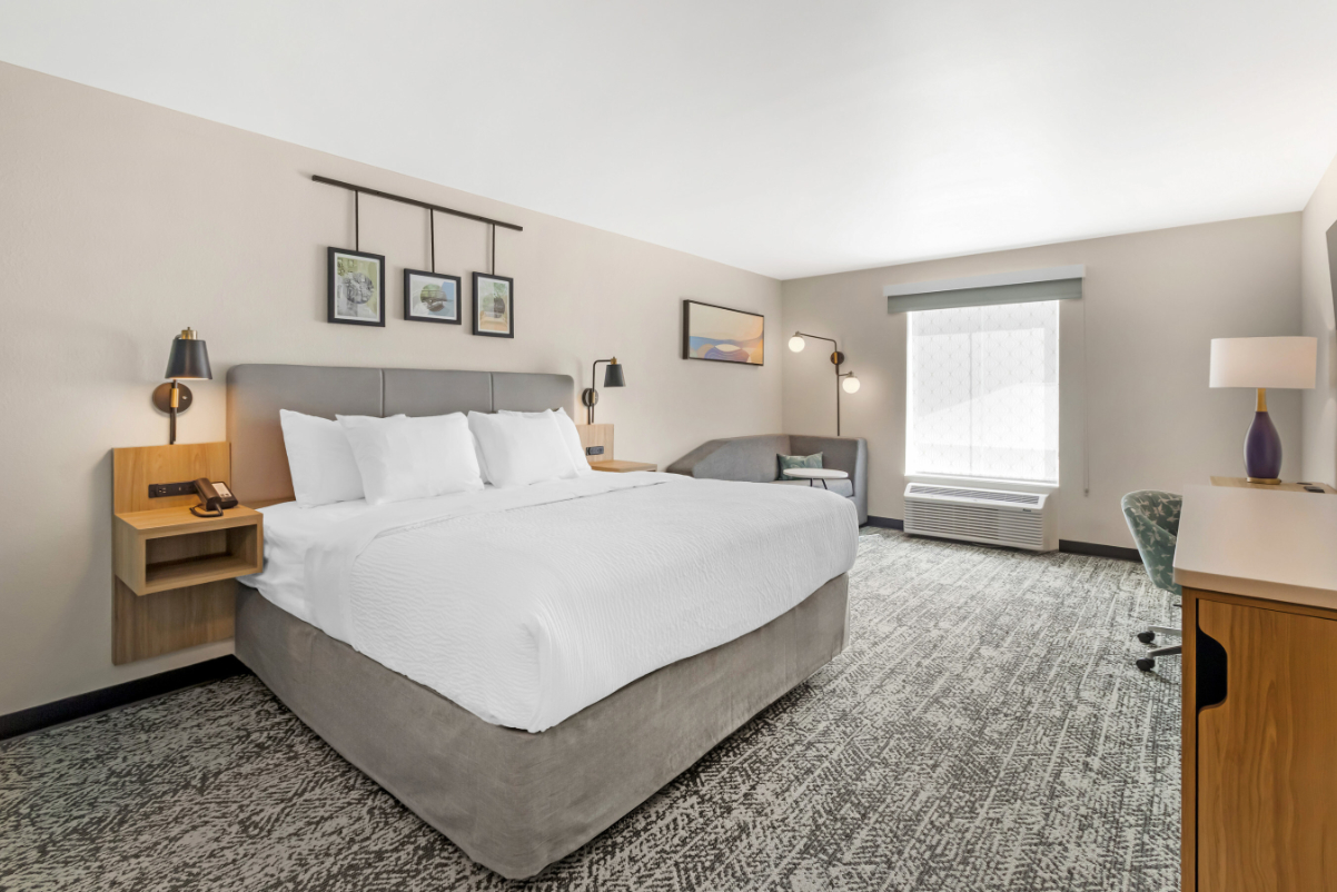 image of a budget hotel room that's brand new