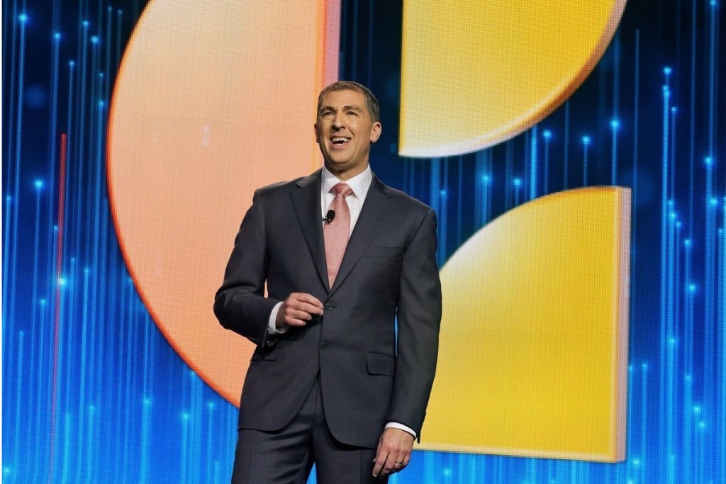Executive speaking on stage
