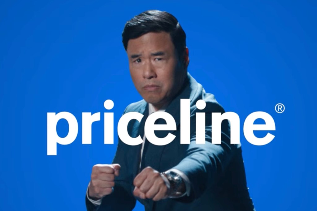 A man in a karate stance in an ad for Priceline