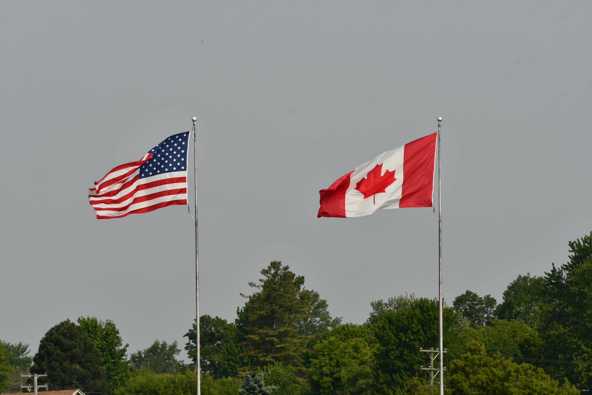 U.S. and Canada flags