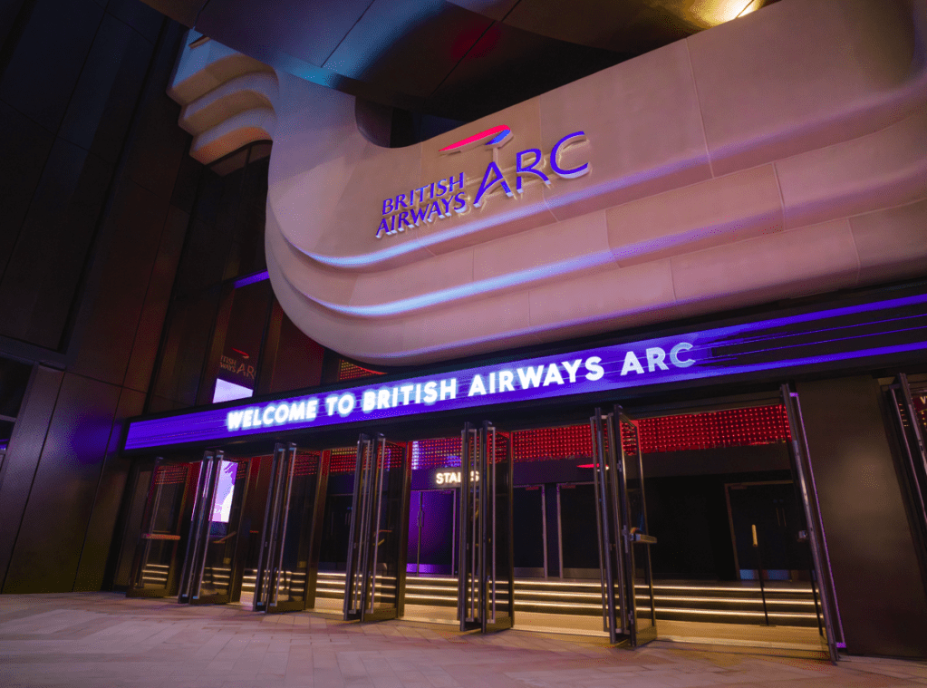 The entrance of the new British Airways ARC venue in West London.